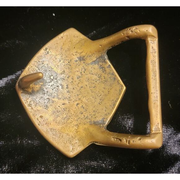 WF07159 VINTAGE 1970s TECH-ETHER *FLUER DE LIS* SOLID BRASS ARTWORK BELT BUCKLE main image 4